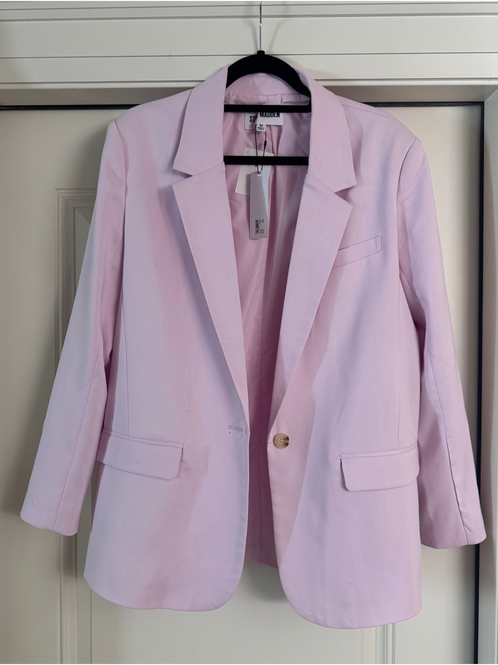 Steve Madden Pastel Pink Single-Button Blazer